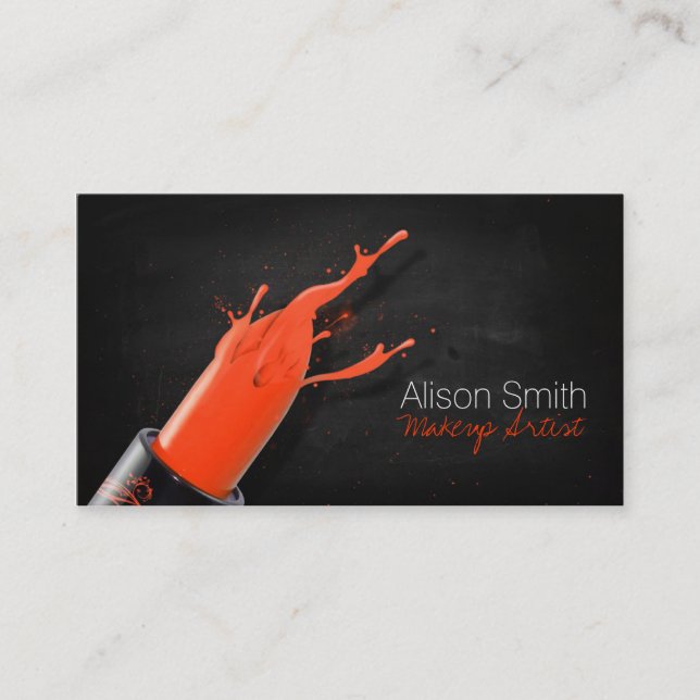 Makeup Artist / Orange Lipstick Business Card (Front)