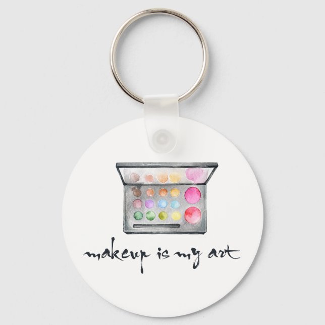 Makeup Artist Palette - "Makeup Is My Art" Quote Key Ring (Front)