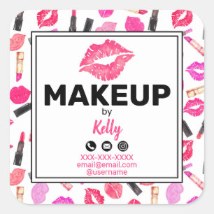 Makeup Artist Personalised Contact Info Square Sticker