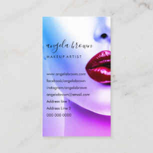 Makeup Artist Photo big lips glossed lipstick Business Card
