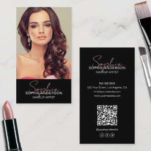 Makeup Artist Photo Black Business Card