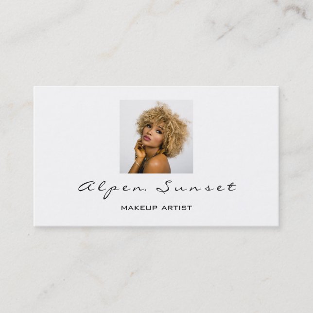 Makeup Artist Photo Black White Minimalism Business Card (Front)