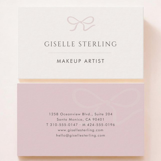 Makeup Artist Pink Bow Business Card (Creator Uploaded)
