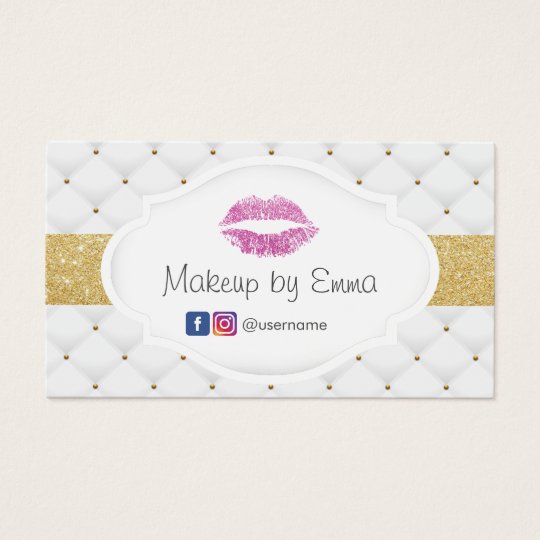 Makeup Artist Pink Glitter Lips Luxury Quilts Business Card