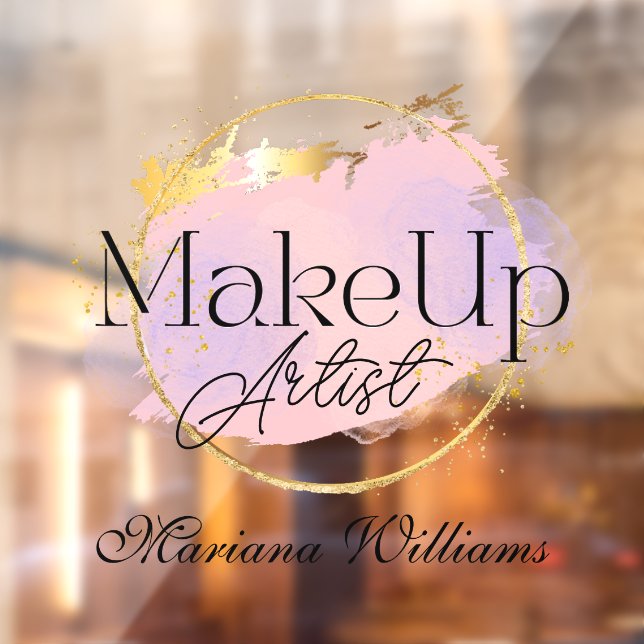 makeup artist pink gold logo stylish window cling (Sheet 2)