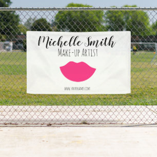 Makeup Artist Pink Lips Modern Chic Beauty Salon  Banner