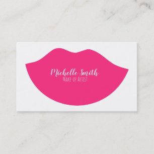 Makeup Artist Pink Lips Modern Chic Beauty Salon Business Card