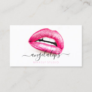 Makeup Artist Pink Lips Trendy modern sense Business Card