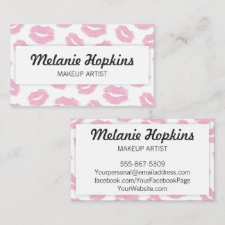 Makeup Artist Pink Lipstick Kisses Business Card