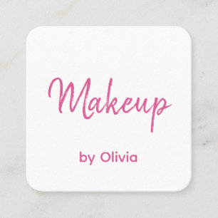 Makeup Artist Pink Simple Modern Square Business Card