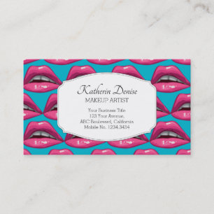Makeup Artist Pop Art Pink Lips  Business Card