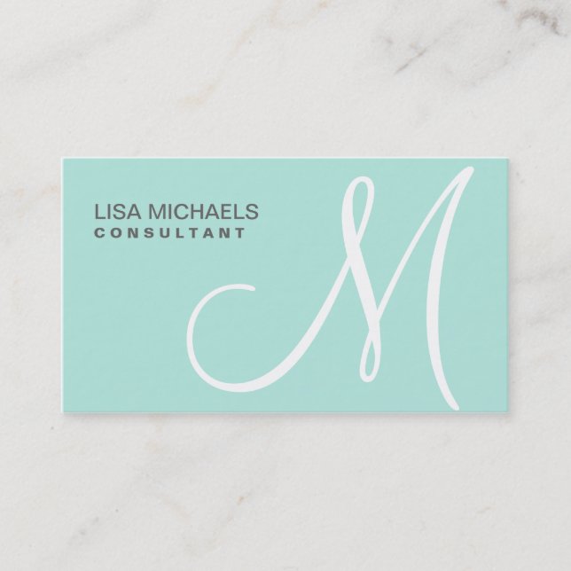 Makeup Artist Professional Elegant Monogram Blue Business Card (Front)
