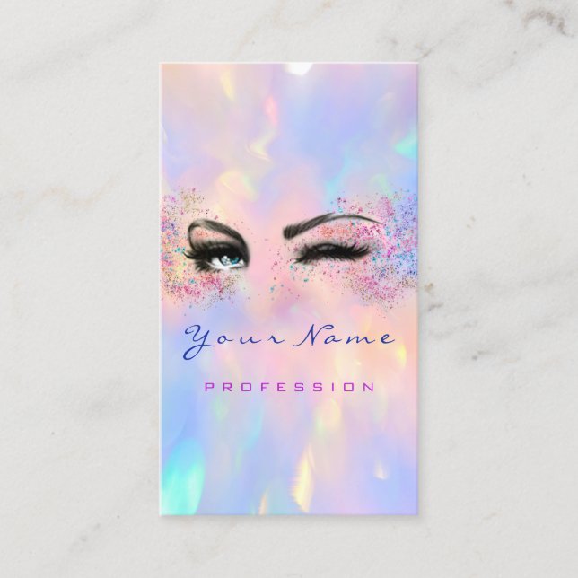 Makeup Artist Professional Eyelash Holograph QR  Business Card (Front)