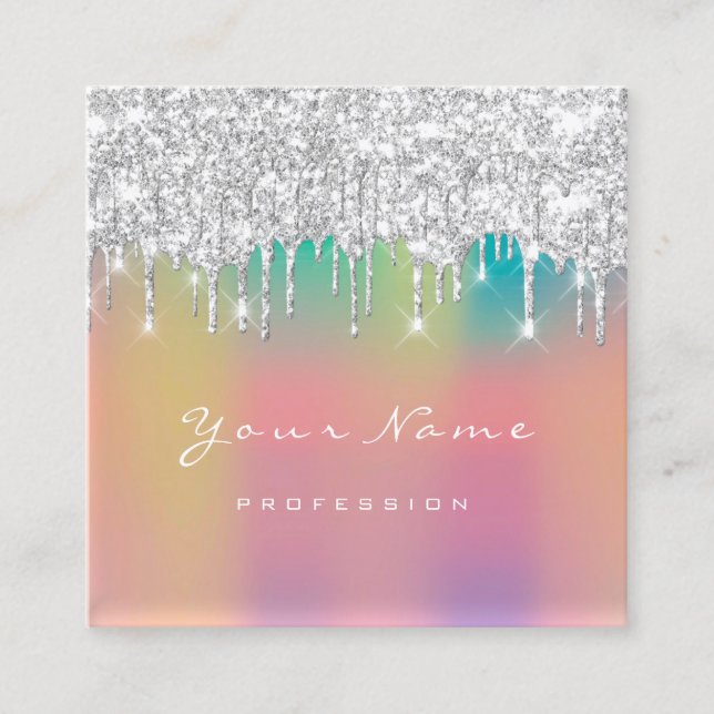 Makeup Artist Professional Eyelashes Drips Ombre Square Business Card (Front)