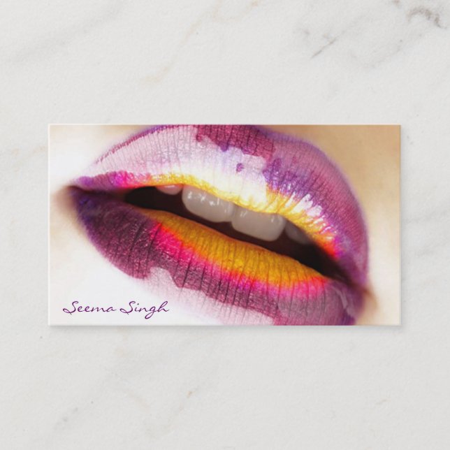 Makeup Artist Purple Lipgloss Business Card (Front)