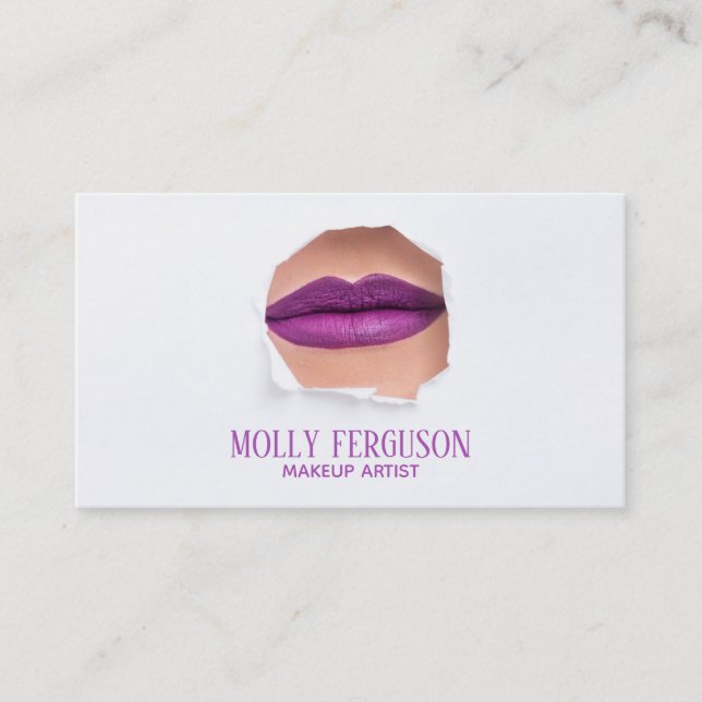 Makeup Artist Purple Lips Business Card (Front)