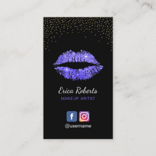 Makeup Artist Purple Lips Salon Social Media Business Card
