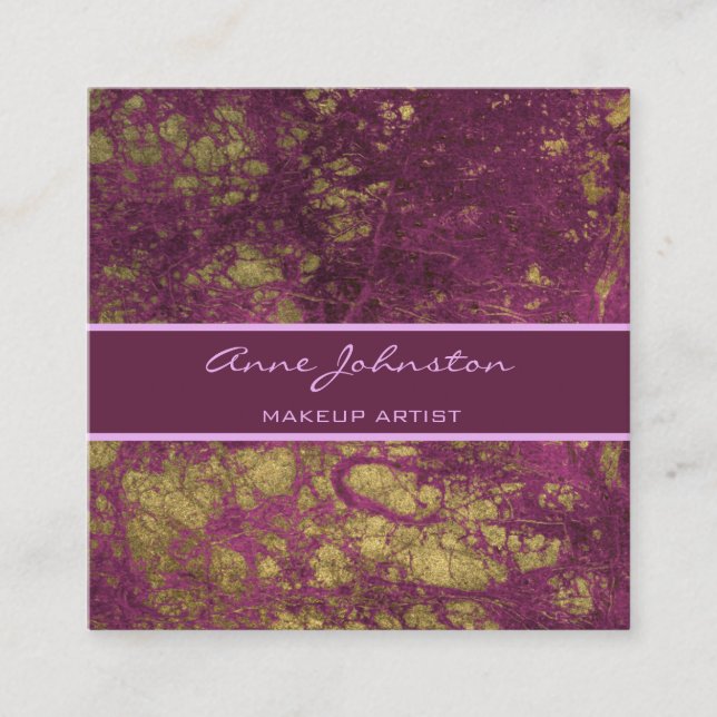 Makeup Artist Purple Marble Square Business Card (Front)