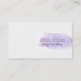 makeup artist purple paint splatter minimalist business card