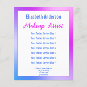 Makeup Artist Purple White and Blue Text Template Flyer