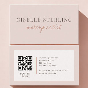 Makeup Artist QR Code Blush Pink Business Card