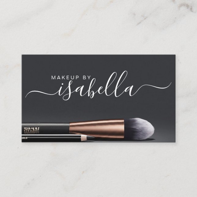 Makeup Artist QR Code Charcoal Black Business Card (Front)