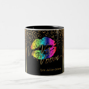 Makeup Artist Rainbow Lips Two-Tone Coffee Mug