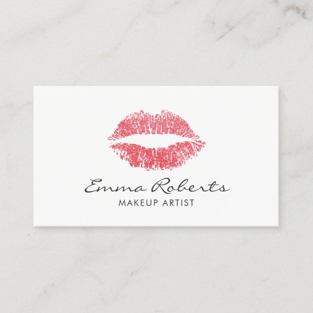Makeup Artist Red Lips Beauty Salon Minimal Business Card (Front)