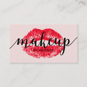 Makeup Artist Red Lips Blush Pink Beauty Salon Business Card