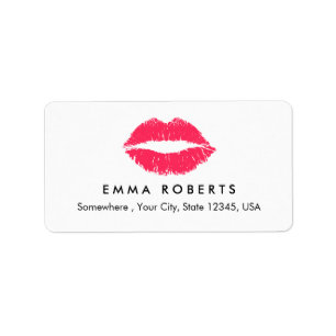 Makeup Artist Red Lips Elegant Beauty Salon Label