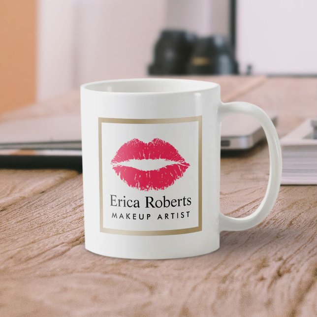Makeup Artist Red Lips Modern Beauty Salon Coffee Mug (Creator Uploaded)
