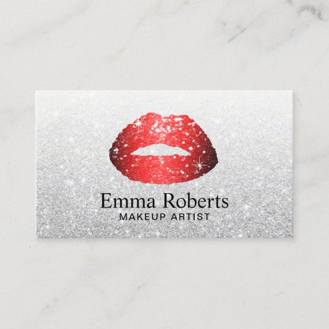 Makeup Artist Red Lips Modern Silver Appointment (Front)