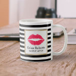 Makeup Artist Red Lips Modern Stripes Beauty Salon Coffee Mug<br><div class="desc">Makeup Artist Red Lips Modern Stripes Beauty Salon Mugs.</div>