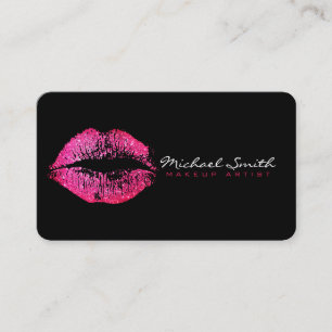 Makeup Artist Red Lips Plain Black Business Card