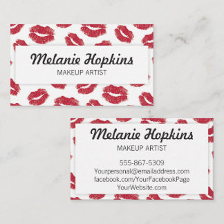 Makeup Artist Red Lipstick Kisses Business Card