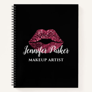 MAKEUP ARTIST Red Logo Kiss Name Notebook