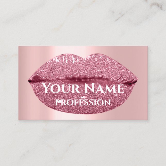 Makeup Artist Rose Drips Kiss Lips  glitter VIP Business Card (Front)