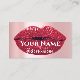 Makeup Artist Rose Drips Kiss Lips Red Glam Business Card