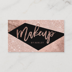 Makeup artist rose gold colour block typography business card
