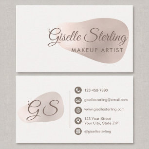 Makeup Artist Rose Gold Foil Blush Beauty Business Card