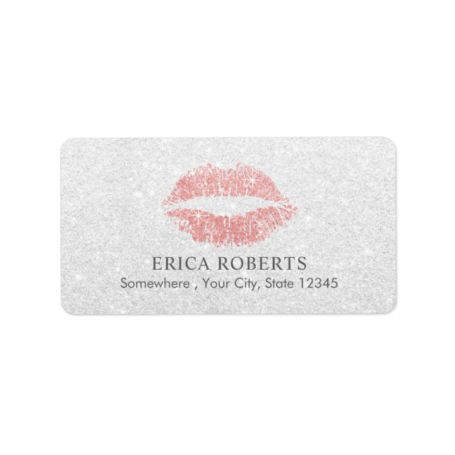 Makeup Artist Rose Gold Glitter Lips Beauty Salon Label (Front)