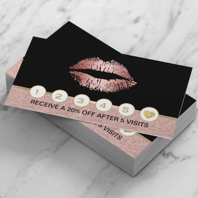 Makeup Artist Rose Gold Glitter Lips Salon Loyalty (Creator Uploaded)