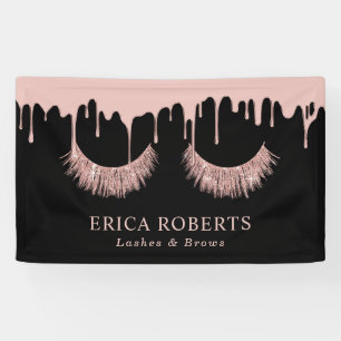 Makeup Artist Rose Gold Lashes Modern Dripping Banner