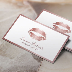 Makeup Artist Rose Gold Lips Beauty Salon Business Card