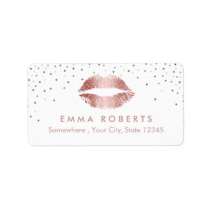 Makeup Artist Rose Gold Lips Beauty Salon Confetti Label