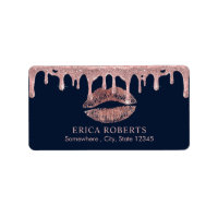 Makeup Artist Rose Gold Lips Dripping Navy Salon