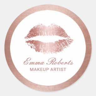 Makeup Artist Rose Gold Lips Modern Beauty Salon Classic Round Sticker