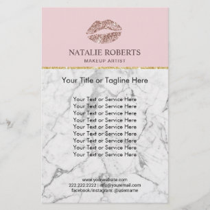 Makeup Artist Rose Gold Lips Pink Marble Salon Flyer
