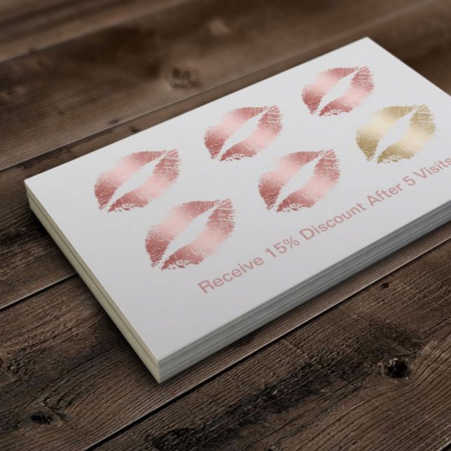 Makeup Artist Rose Gold Lips Silver Loyalty Card (Creator Uploaded)