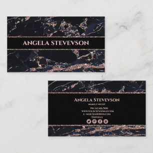 Makeup Artist Rose Gold Marble Business Card